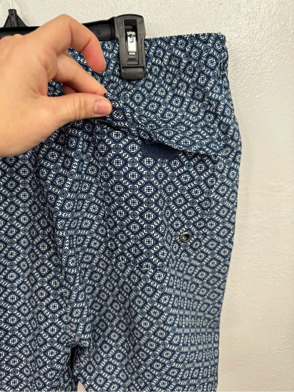 Cabana Lifestyle Swim Trunks Men's XL Blue White Geometric Drawstring Lined